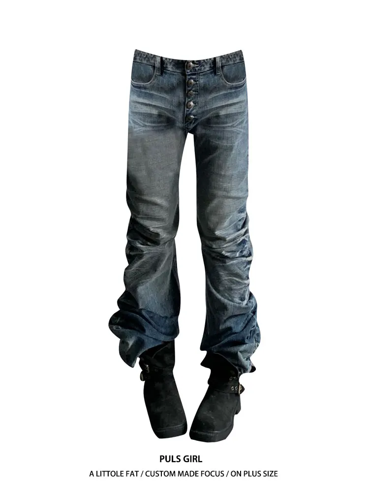 American Style High Street Large Size Women's Jeans Washed Crack Button Micro Flared Jeans Casual Straight Leg Trousers
American Style High Street Large Size Women's Jeans Washed Crack Button Micro Flared Jeans Casual Straight Leg Trousers