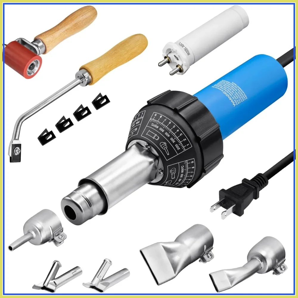 1600W Hot Air Plastic Welder Kit with Nozzles for Vinyl PVC TPO Roofing, 110V Handheld Heat Gun
1600W Hot Air Plastic Welder Kit with Nozzles for Vinyl PVC TPO Roofing, 110V Handheld Heat Gun