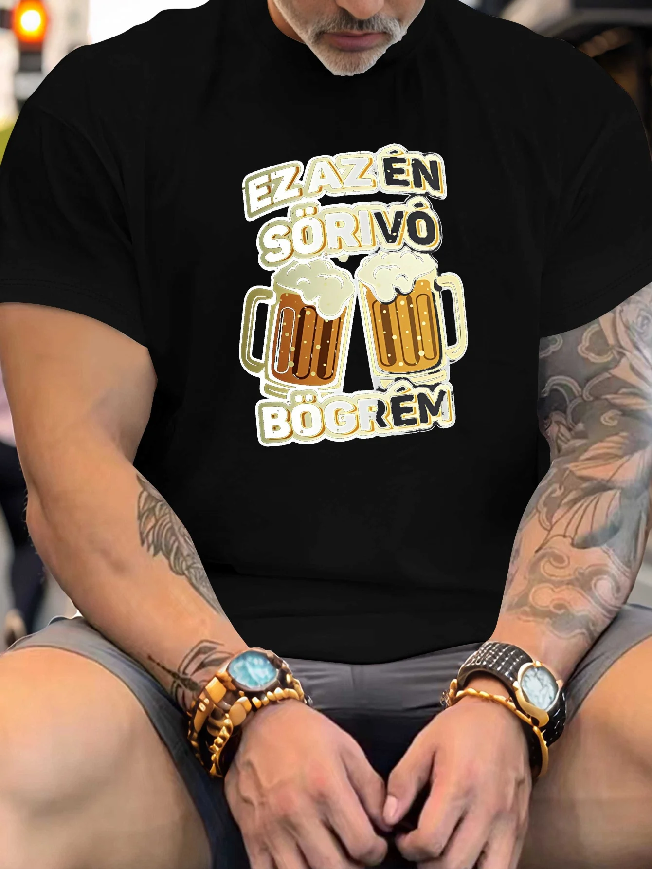 Men's Casual Summer Graphic Tee - "Ez Az En Sörivó Bögrem" Beer Mug Print - Short Sleeve Crew Neck T-Shirt for Men Comfortable
Men's Casual Summer Graphic Tee - "Ez Az En Sörivó Bögrem" Beer Mug Print - Short Sleeve Crew Neck T-Shirt for Men Comfortable
