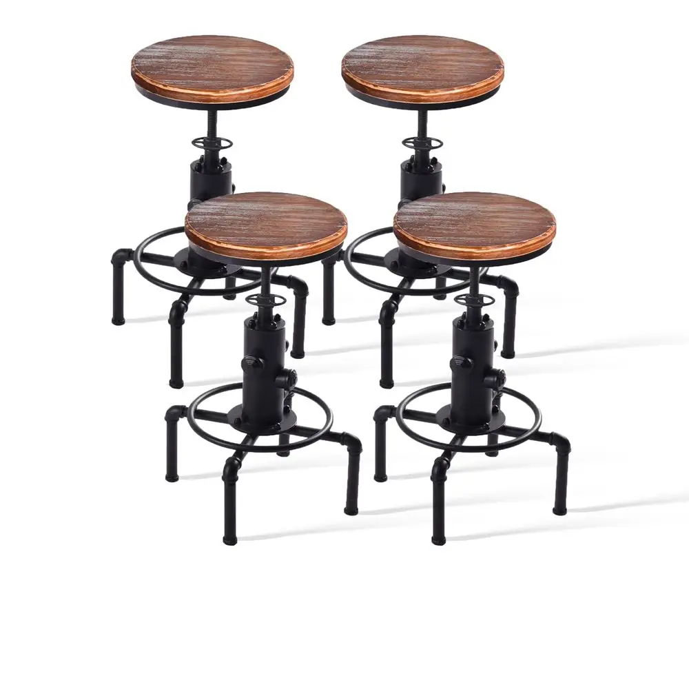 of 4 Vintage Industrial Kitchen Counter Swivel Bar Stool Height Adjustable 23.629.5, Solid Wood Water Pipe Fire Cafe Pub Bar St
of 4 Vintage Industrial Kitchen Counter Swivel Bar Stool Height Adjustable 23.629.5, Solid Wood Water Pipe Fire Cafe Pub Bar St