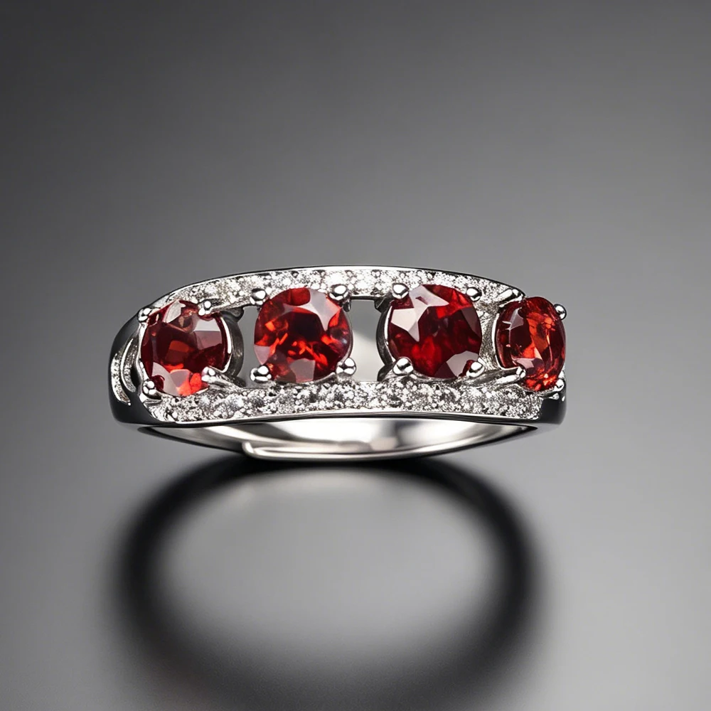 Trendy Natural Red Garnet Rings Adjustable Gemstone Round 4mm for Women Lady Party Wedding Fine Jewelry Gift Daily Wear
Trendy Natural Red Garnet Rings Adjustable Gemstone Round 4mm for Women Lady Party Wedding Fine Jewelry Gift Daily Wear