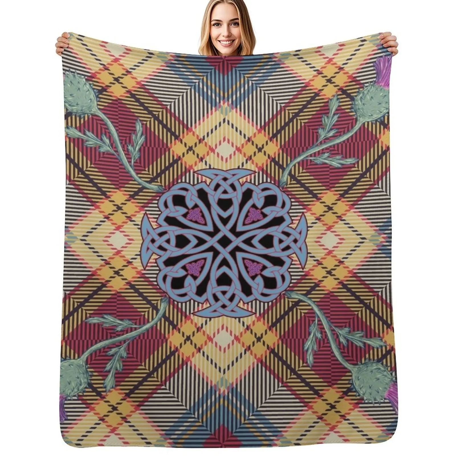 Scottish Thistle Tartan Throw Blanket Warm Comfortable Blanket for Office Napping
Scottish Thistle Tartan Throw Blanket Warm Comfortable Blanket for Office Napping