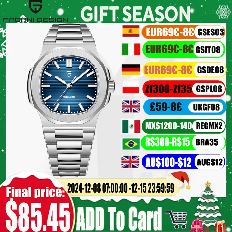 PAGANI DESIGN Automatic Watch For Men Mechanical Watches Men Top Luxury Sports Waterproof Sapphire Stainless Steel Reloj Hombre
PAGANI DESIGN Automatic Watch For Men Mechanical Watches Men Top Luxury Sports Waterproof Sapphire Stainless Steel Reloj Hombre