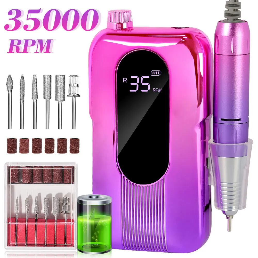 Cordlesss Nail Drill 35000 RPM, Rechargeable Nail Polisher & 6pcs Grinding Heads Kit, Portable Nail Sander for Home Salon Travel
Cordlesss Nail Drill 35000 RPM, Rechargeable Nail Polisher & 6pcs Grinding Heads Kit, Portable Nail Sander for Home Salon Travel