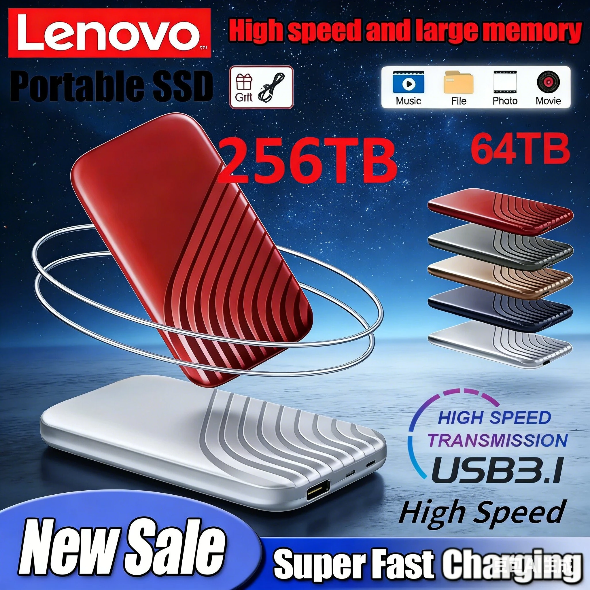 Новый портативный SSD-накопитель Lenovo 2026 года, высокоскоростной внешний жесткий диск USB 3.1 Type-C, 2 ТБ, 4 ТБ, 8 ТБ для ноутбуков и ПК
Новый портативный SSD-накопитель Lenovo 2026 года, высокоскоростной внешний жесткий диск USB 3.1 Type-C, 2 ТБ, 4 ТБ, 8 ТБ для ноутбуков и ПК