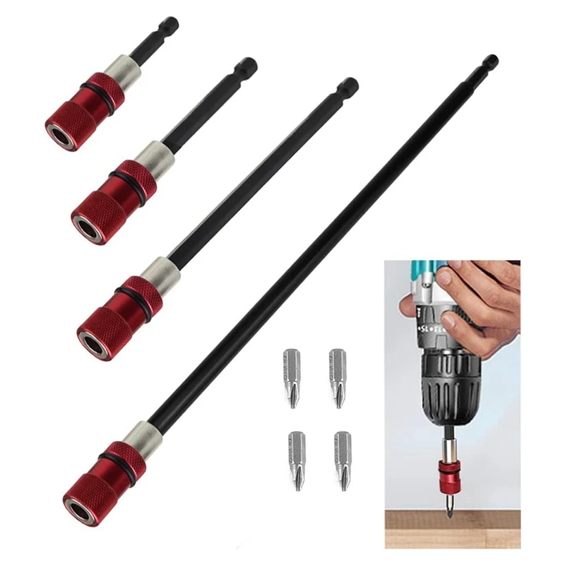 AB08-Drill Extension Bit Holder 4Pcs,12 Inch Drill Screwdriver Bit Holder Bar Chuck Adapter Extender 1/4 Inch Hex Bit Holde
AB08-Drill Extension Bit Holder 4Pcs,12 Inch Drill Screwdriver Bit Holder Bar Chuck Adapter Extender 1/4 Inch Hex Bit Holde