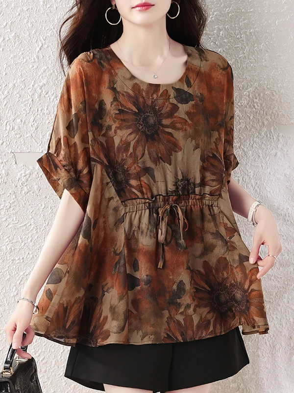 Summer New plus Size Women's Shirt Waist Cinched Floral Print Midi Sleeve Polyester Georgette Comfortable Breathable Top
Summer New plus Size Women's Shirt Waist Cinched Floral Print Midi Sleeve Polyester Georgette Comfortable Breathable Top