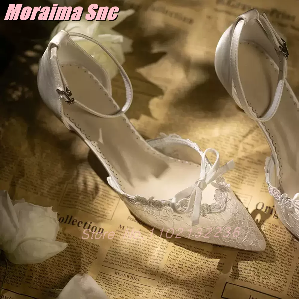 Sexy Lace Mesh Butterfly-knot Pumps Pointed Toe Shallow Stiletto High Heels Ankle Buckle Strap White Solid Women's Dress Shoes
Sexy Lace Mesh Butterfly-knot Pumps Pointed Toe Shallow Stiletto High Heels Ankle Buckle Strap White Solid Women's Dress Shoes