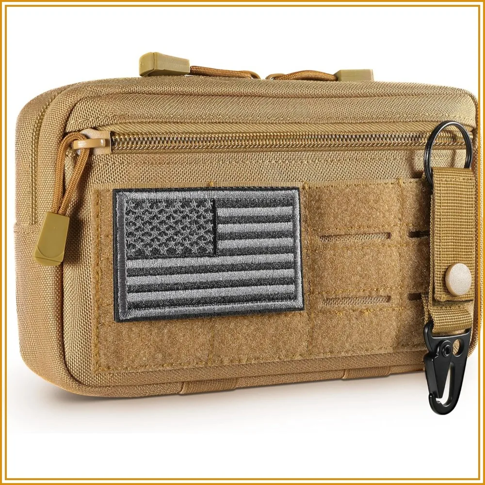 Tactical Molle Admin Pouch Laser Cut EDC Tool Bag Horizontal Modular with US Flag Patch & Keychain, 1000D Nylon
Tactical Molle Admin Pouch Laser Cut EDC Tool Bag Horizontal Modular with US Flag Patch & Keychain, 1000D Nylon