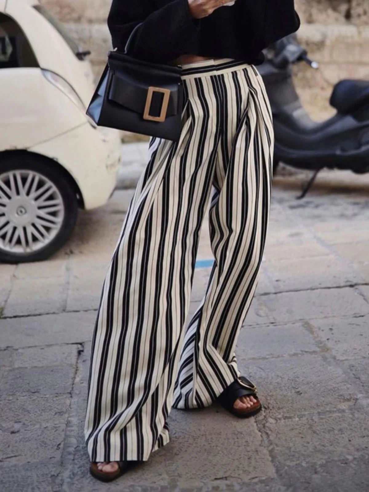 Slimming High Waist Floor Length Pants Korean Sle Loose Drapey Wide Leg Trousers Bla White Stripes Casual Pants
Slimming High Waist Floor Length Pants Korean Sle Loose Drapey Wide Leg Trousers Bla White Stripes Casual Pants