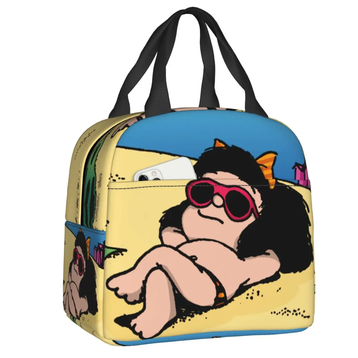 Изготовленная на заказ термоизолированная сумка для обеда Mafalda On The Beach, женская сумка для обеда с комиксами Quino для работы, школы, путешествий, хранения, коробка для еды
Изготовленная на заказ термоизолированная сумка для обеда Mafalda On The Beach, женская сумка для обеда с комиксами Quino для работы, школы, путешествий, хранения, коробка для еды