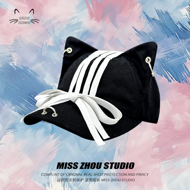 Y2K Bow Hanging Ears Iron Ring Cap Women's Spring and Summer Fashion Cool Hat Niche Design Street Baseball Cap
Y2K Bow Hanging Ears Iron Ring Cap Women's Spring and Summer Fashion Cool Hat Niche Design Street Baseball Cap