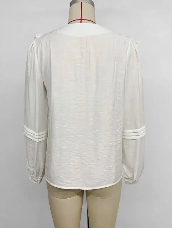 Women's Fashion Blouses Temperament Commuting Autumn New French Countryside Style Top Lace Ruffle V-Neck White Shirt for Women
Women's Fashion Blouses Temperament Commuting Autumn New French Countryside Style Top Lace Ruffle V-Neck White Shirt for Women