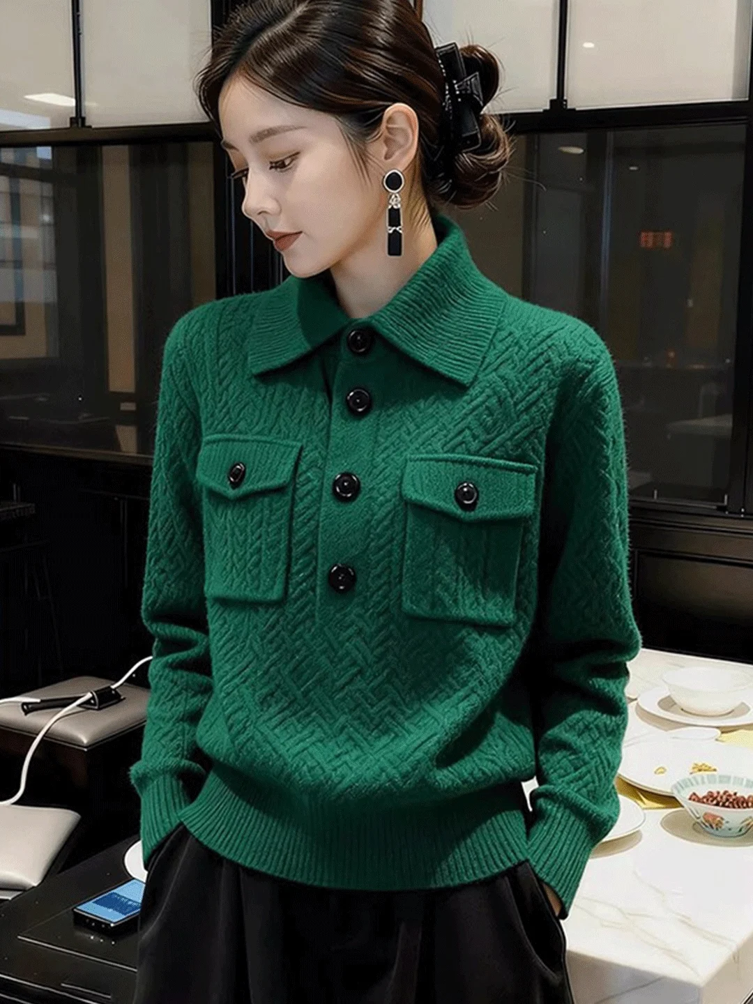 Retro Collar Knitted Sweater Women's Slim Fit Warm Base Shirt Inner Wear Top Vintage Style Long Sleeve Button Detail
Retro Collar Knitted Sweater Women's Slim Fit Warm Base Shirt Inner Wear Top Vintage Style Long Sleeve Button Detail
