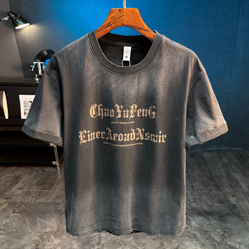American high street top men's fashionable half sleeved summer loose casual heavyweight short sleeved T-shirt
American high street top men's fashionable half sleeved summer loose casual heavyweight short sleeved T-shirt