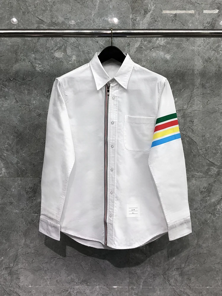 Long Sve Zipper Collar Men's irt Trendy Loose Fit Korean Sle Rainbow Four Bar Stripes Cool Brand Youthful Autumn Faion
Long Sve Zipper Collar Men's irt Trendy Loose Fit Korean Sle Rainbow Four Bar Stripes Cool Brand Youthful Autumn Faion