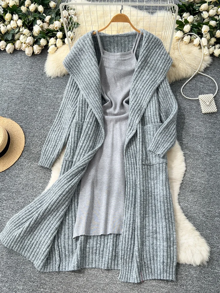 Свободный ленивый повседневный вязаный свитер средней длины с большим воротником, женское пальто с внутренним подвесным ремнем Dr
Свободный ленивый повседневный вязаный свитер средней длины с большим воротником, женское пальто с внутренним подвесным ремнем Dr