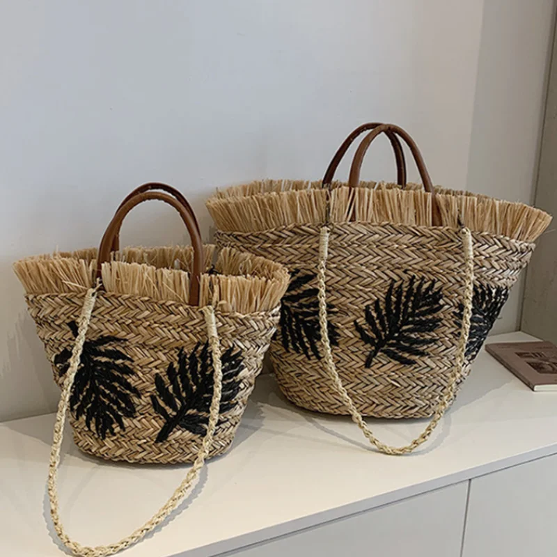 Embroidered Woven Bucket Bag Large Capacity Tassel Decor Tote Casual Vacation Style Shoulder Bag Handwoven Handbag
Embroidered Woven Bucket Bag Large Capacity Tassel Decor Tote Casual Vacation Style Shoulder Bag Handwoven Handbag