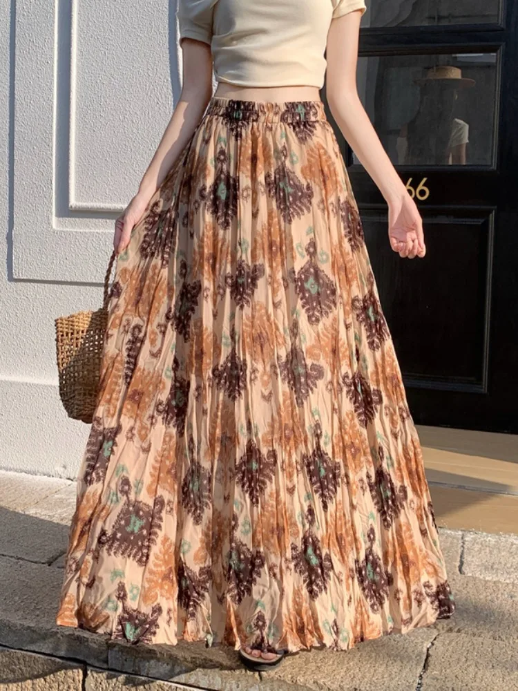 Elegant Floral Print Pleated High Waist A-Line Skirt Women's Summer New Style Gentle Wind Half-length Skirt Casual Commute
Elegant Floral Print Pleated High Waist A-Line Skirt Women's Summer New Style Gentle Wind Half-length Skirt Casual Commute