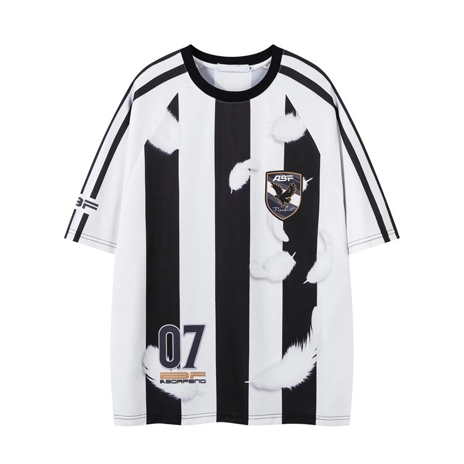 Vintage Striped Jersey T-Shirt Men Y2K Graphic Print Sport Breathable Tshirt Streetwear Harajuku Hip Hop Casual Tees Tops Male
Vintage Striped Jersey T-Shirt Men Y2K Graphic Print Sport Breathable Tshirt Streetwear Harajuku Hip Hop Casual Tees Tops Male