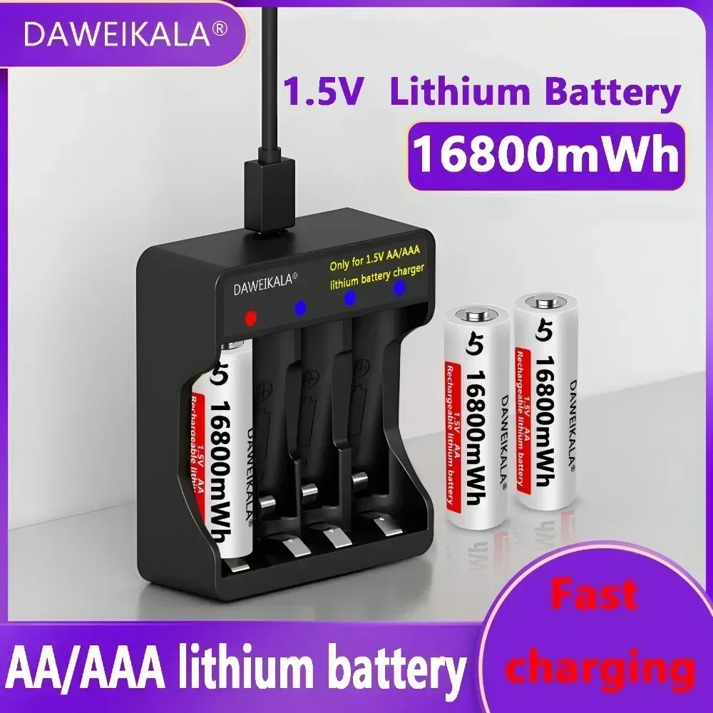 AA Battery 1.5V Li ion AA Rechargeable Batteries High capacity 16800mWh For Remote Control Toy Battery Light Fast charging
AA Battery 1.5V Li ion AA Rechargeable Batteries High capacity 16800mWh For Remote Control Toy Battery Light Fast charging