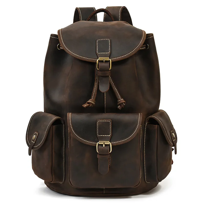 Vintage Crazy Horse Leather Men Backpack Unisex Cow Leather 14" Laptop Rucksack Women Thick Real Leather School Bag Casual Bag
Vintage Crazy Horse Leather Men Backpack Unisex Cow Leather 14" Laptop Rucksack Women Thick Real Leather School Bag Casual Bag