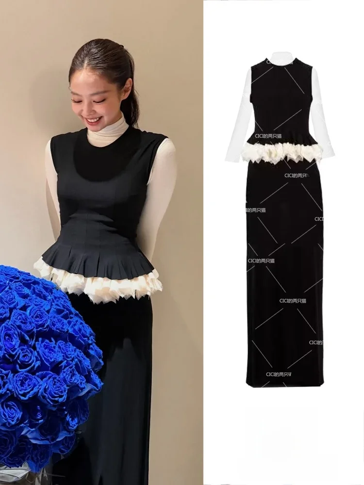 Jennie Style Sleeveless Vest Dress Hanky Splicing Long Skirt A-Line Midi Dress Women's Spring Fashion Dress
Jennie Style Sleeveless Vest Dress Hanky Splicing Long Skirt A-Line Midi Dress Women's Spring Fashion Dress
