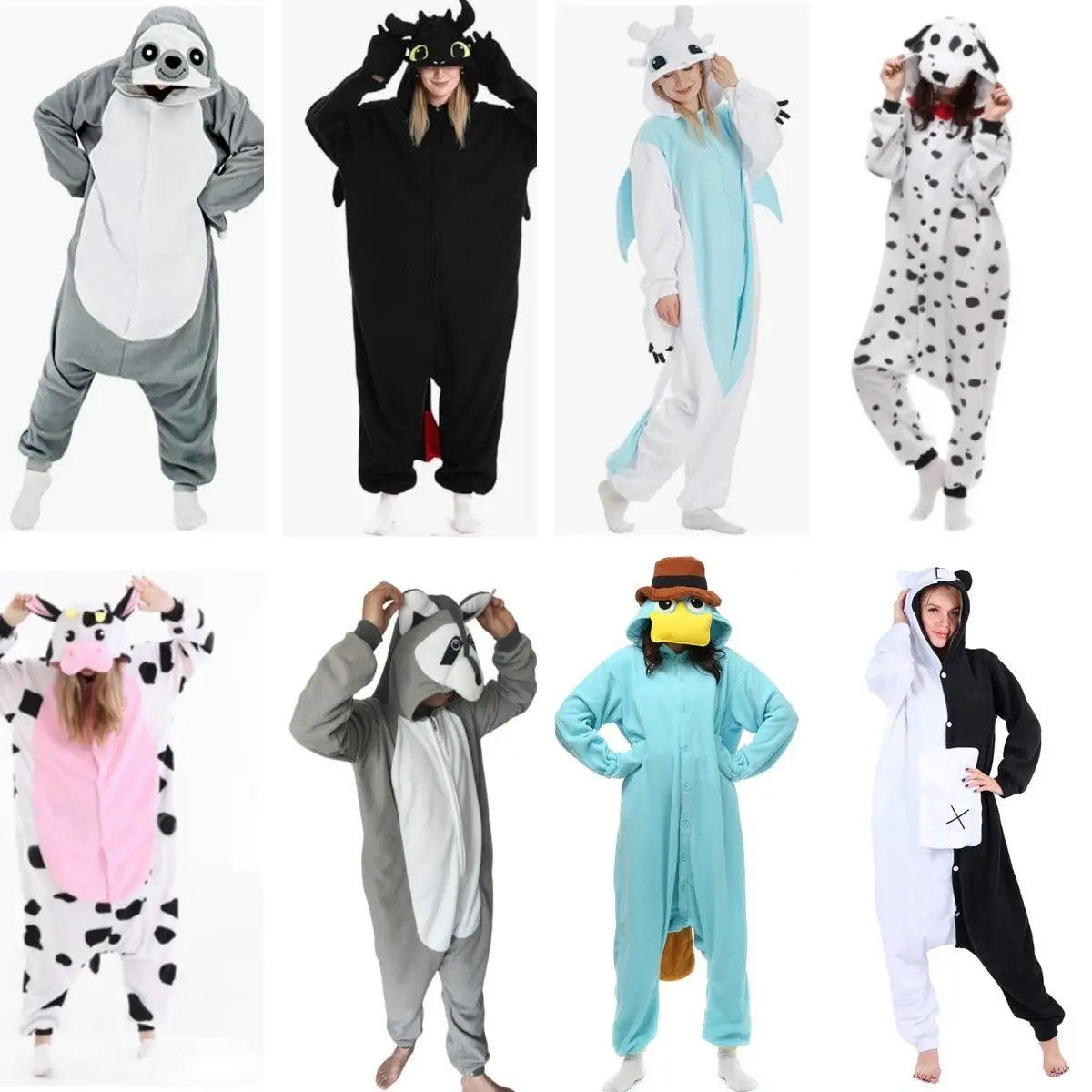 Couple's Fleece Pajamas Black And White Cartoon Animal Onesie Home Sleepwear Long Sleeve Long Pants Hat Included Home Scene
Couple's Fleece Pajamas Black And White Cartoon Animal Onesie Home Sleepwear Long Sleeve Long Pants Hat Included Home Scene