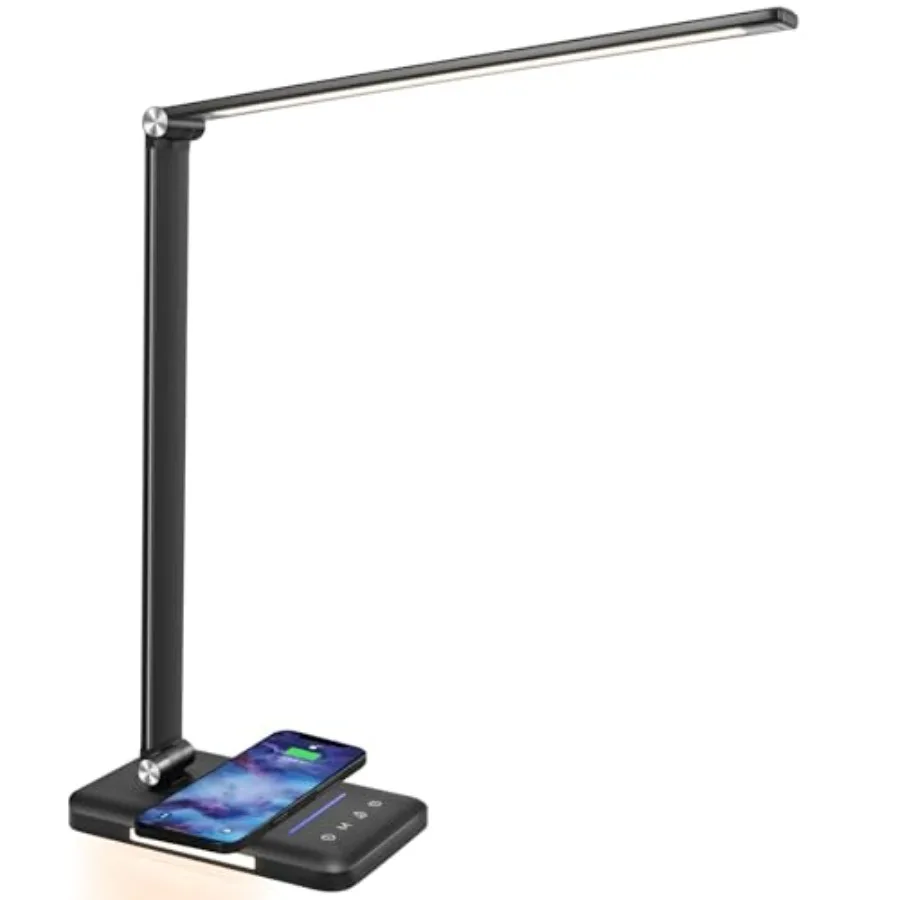 LED Desk Lamp with Night Light, Fast Wirel Charger, USB Charging Port, 10 Brightn, 5 Color Modes, Dimmable Bedside Table Lamp f
LED Desk Lamp with Night Light, Fast Wirel Charger, USB Charging Port, 10 Brightn, 5 Color Modes, Dimmable Bedside Table Lamp f