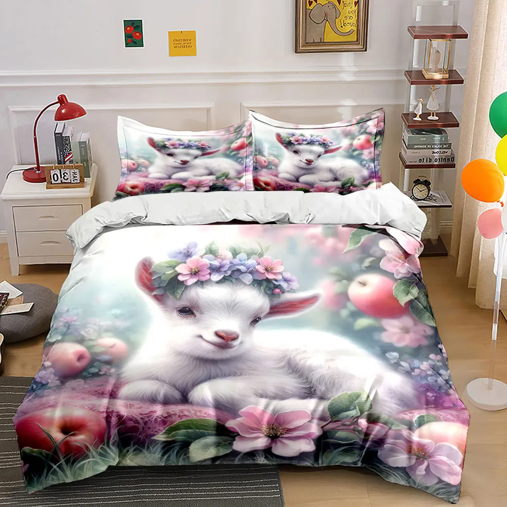 Lamb with floral crown, spring blossoms Bedding Set for Kids Luxury Gift 3pcs Digital Print Comforter Set Soft Comfortable
Lamb with floral crown, spring blossoms Bedding Set for Kids Luxury Gift 3pcs Digital Print Comforter Set Soft Comfortable