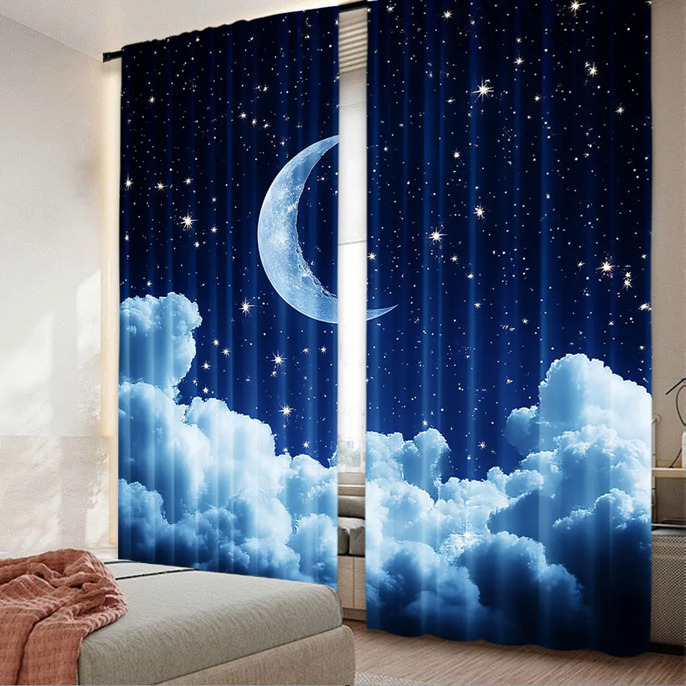 2Pcs Moon Curtains Blue Starry Sky Crescent Cumulus Curtain Suitable For Living Room Bedroom Hotel Dormitory A
2Pcs Moon Curtains Blue Starry Sky Crescent Cumulus Curtain Suitable For Living Room Bedroom Hotel Dormitory A