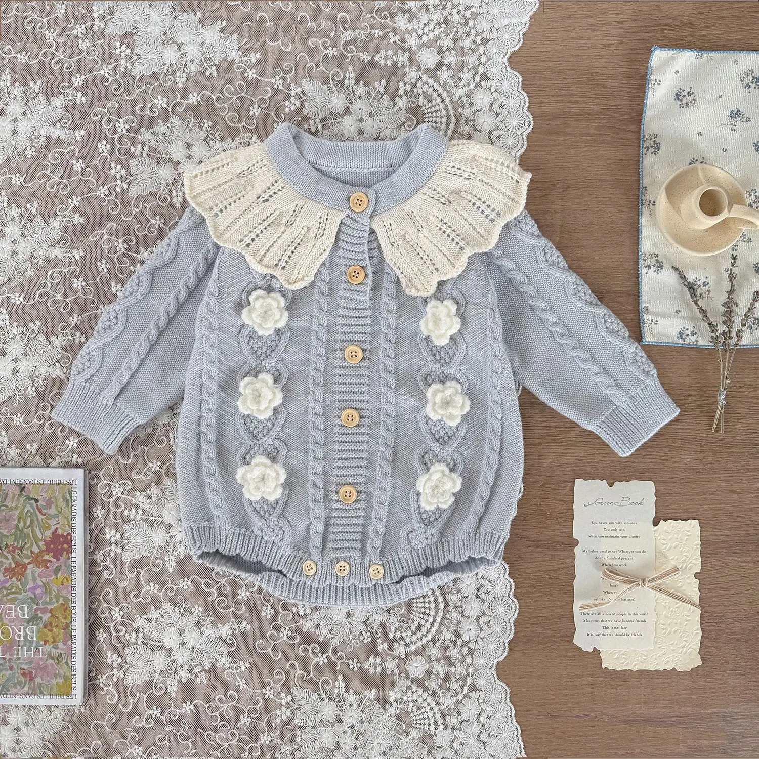 Autumn and Winter Baby Girl Woolen Jumpsuit Lotus Leaf Collar Rompers Girls Baby Long Sleeves Crochet Flowers Contrasting Color
Autumn and Winter Baby Girl Woolen Jumpsuit Lotus Leaf Collar Rompers Girls Baby Long Sleeves Crochet Flowers Contrasting Color