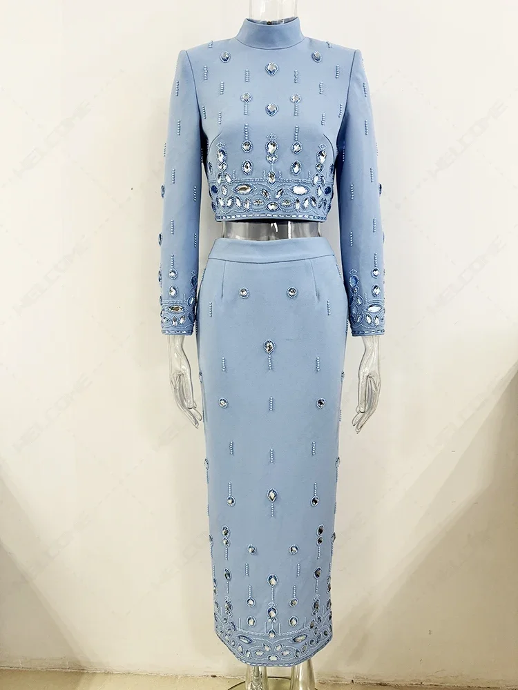 Newest Fashion 2025 Designer Runway Suit Set Women's Stand Collar Zip Back Cropped Tops Long Skirt Set 2pcs
Newest Fashion 2025 Designer Runway Suit Set Women's Stand Collar Zip Back Cropped Tops Long Skirt Set 2pcs