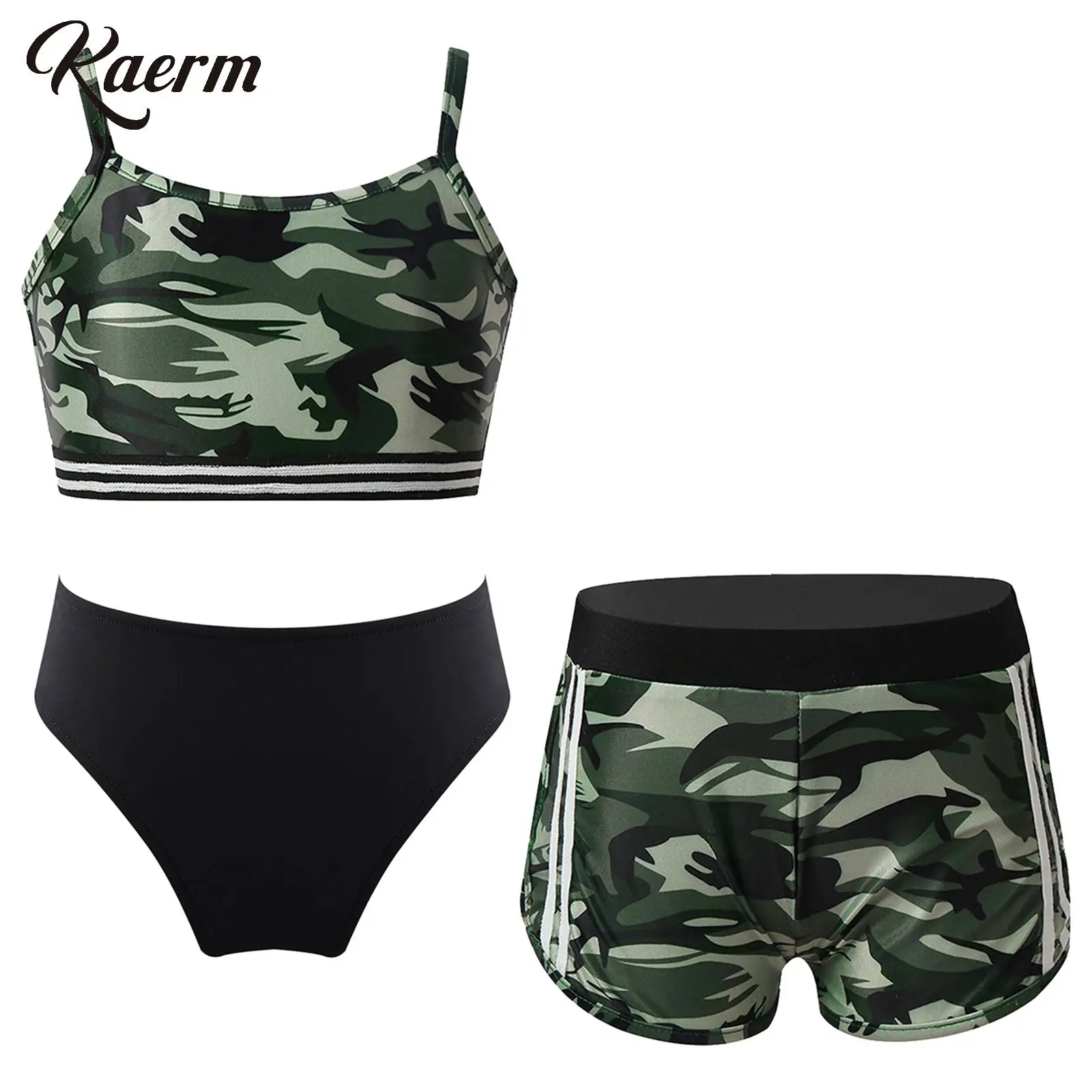 Kids Girls 3 Pcs Athletic Bikini Tankini Sets Spaghetti Straps Crop Top with Brief Booty Shorts Gymnastics Dance Swim Outfit
Kids Girls 3 Pcs Athletic Bikini Tankini Sets Spaghetti Straps Crop Top with Brief Booty Shorts Gymnastics Dance Swim Outfit