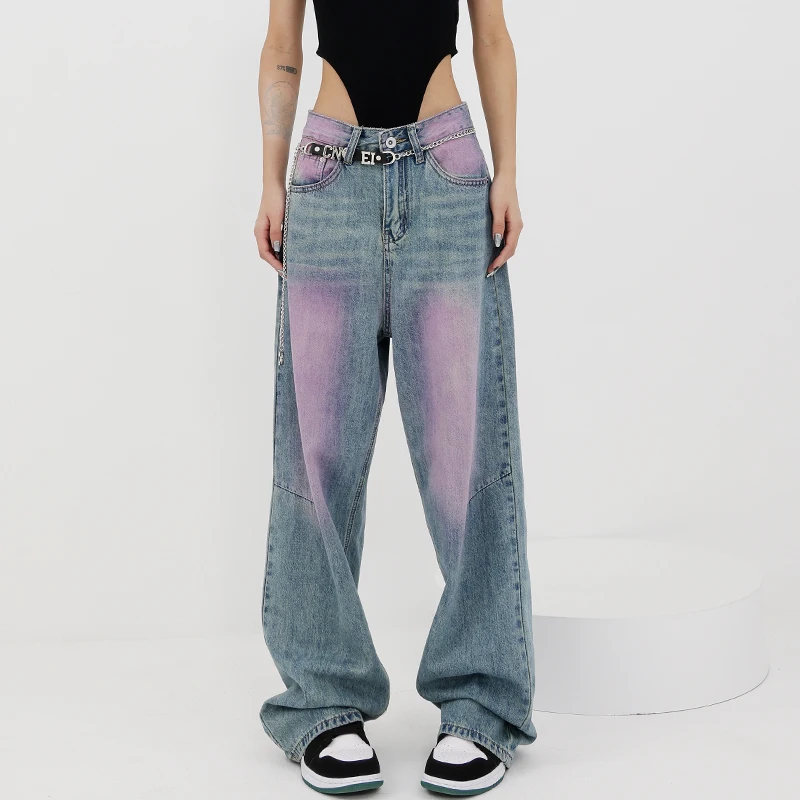 Vintage Tie Dye High Waist Streetwear Style Blue Straight Jeans Pants Korean Fashion Women's Wide Leg Baggy Y2K Denim Trouser
Vintage Tie Dye High Waist Streetwear Style Blue Straight Jeans Pants Korean Fashion Women's Wide Leg Baggy Y2K Denim Trouser