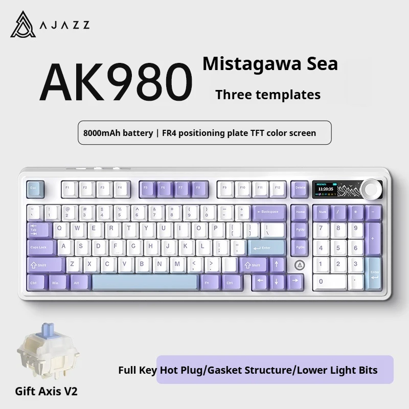Ajazz AK980 98 клавиш Беспроводная механическая клавиатура RGB с цветным экраном 8000 мАч Батарея Игровая клавиатура для ПК Ноутбук
Ajazz AK980 98 клавиш Беспроводная механическая клавиатура RGB с цветным экраном 8000 мАч Батарея Игровая клавиатура для ПК Ноутбук