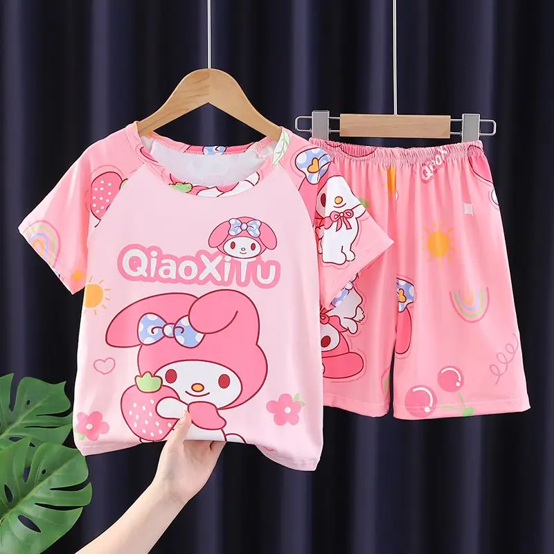Sanrio Kuromi Anime Pajamas Girl Boy Cartoon Short Sleeve Thin Model Child Baby Home Clothing Set 2025 Popular New Fashion Gift
Sanrio Kuromi Anime Pajamas Girl Boy Cartoon Short Sleeve Thin Model Child Baby Home Clothing Set 2025 Popular New Fashion Gift
