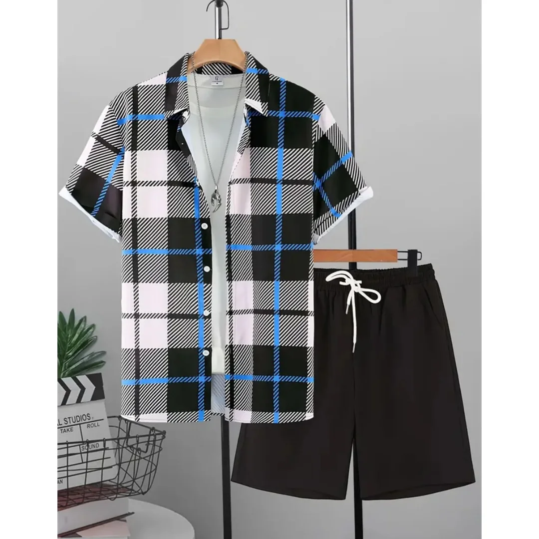New Summer Short Sleeve Shirt Shorts Stylish 3D Plaid Printed T-Shirt Comfortable Breathable y2k Men's Plus Size Beach Tracksuit
New Summer Short Sleeve Shirt Shorts Stylish 3D Plaid Printed T-Shirt Comfortable Breathable y2k Men's Plus Size Beach Tracksuit