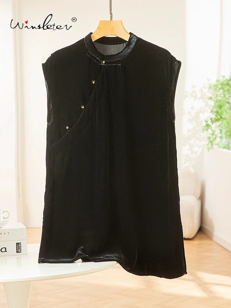 Элегантный бархатный жилет Winsleter-Bottom из 100% шелка, женские пуговицы без рукавов со стойкой, новый топ в китайском стиле в стиле ретро, осень 202, T5O536CC
Элегантный бархатный жилет Winsleter-Bottom из 100% шелка, женские пуговицы без рукавов со стойкой, новый топ в китайском стиле в стиле ретро, осень 202, T5O536CC