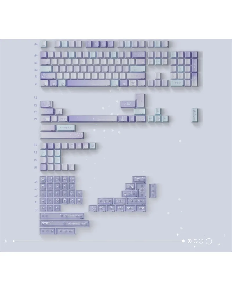 Purple and light blue gradient pbt dye sub keycaps full set oem profile for mechanical keyboards
Purple and light blue gradient pbt dye sub keycaps full set oem profile for mechanical keyboards