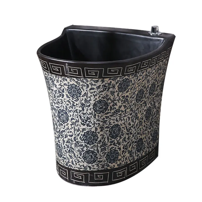 Retro ceramic mop pool Chinese style black table control home garden courtyard balcony mop basin
Retro ceramic mop pool Chinese style black table control home garden courtyard balcony mop basin