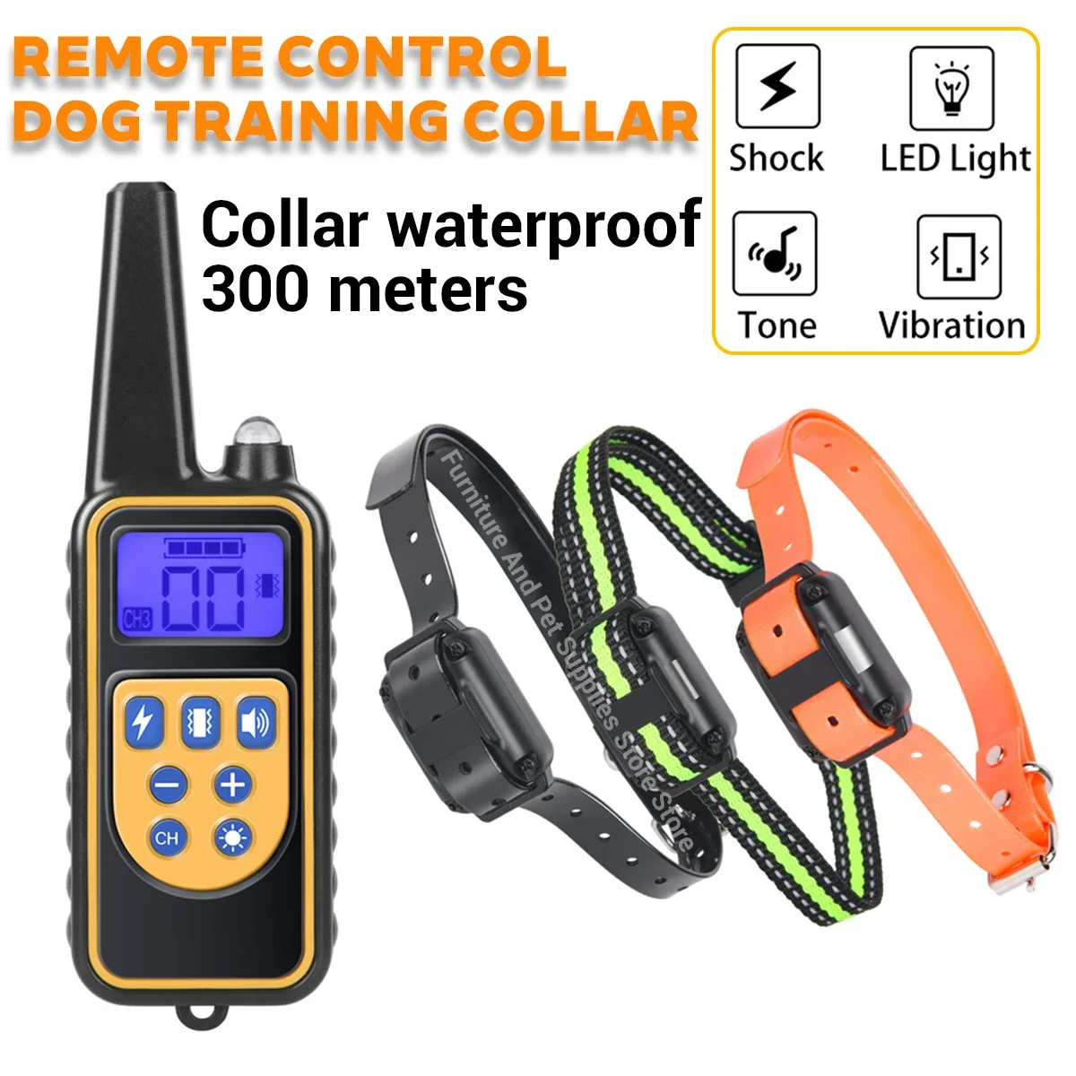 Electric Dog Training Collar Waterproof Dog Bark Collar Pet With Remote Control Rechargeable Anti Barking Device All Size Dogs
Electric Dog Training Collar Waterproof Dog Bark Collar Pet With Remote Control Rechargeable Anti Barking Device All Size Dogs