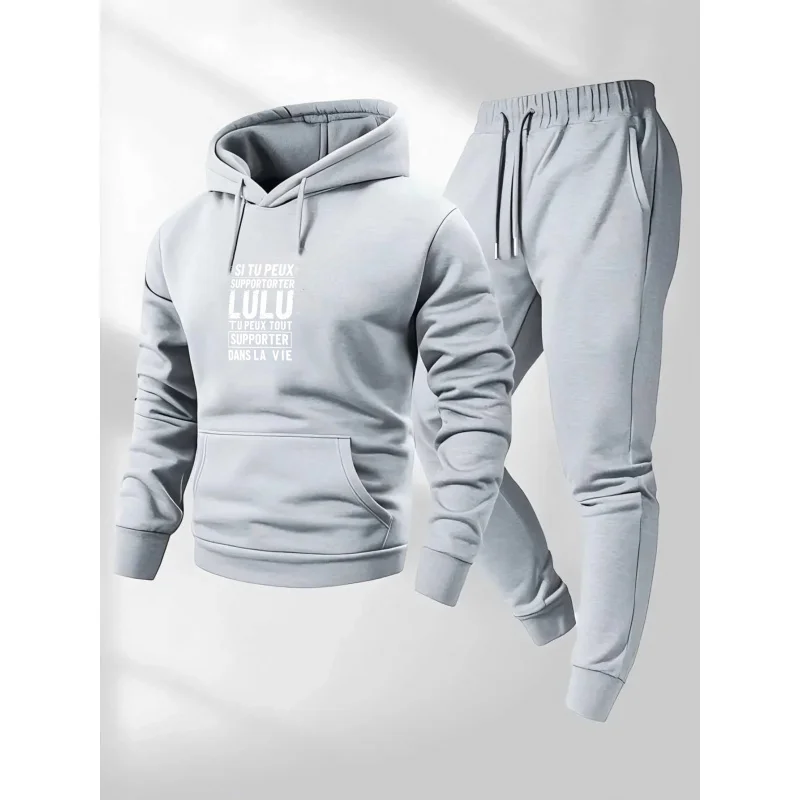 Серый комплект с капюшоном с принтом и текстом LULU Supporter Life Motto Design
Серый комплект с капюшоном с принтом и текстом LULU Supporter Life Motto Design