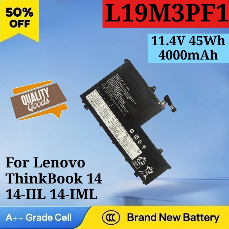 Аккумулятор для ноутбуков Lenovo ThinkBook 14 (14-IIL, 14-IML), 15 (15-IML, 15-IIL), K4E, E4, E5 (L19M3PF1, L19C3PF1, L19L3PF1), 11.4V, 45Wh, 4000mAh
Аккумулятор для ноутбуков Lenovo ThinkBook 14 (14-IIL, 14-IML), 15 (15-IML, 15-IIL), K4E, E4, E5 (L19M3PF1, L19C3PF1, L19L3PF1), 11.4V, 45Wh, 4000mAh