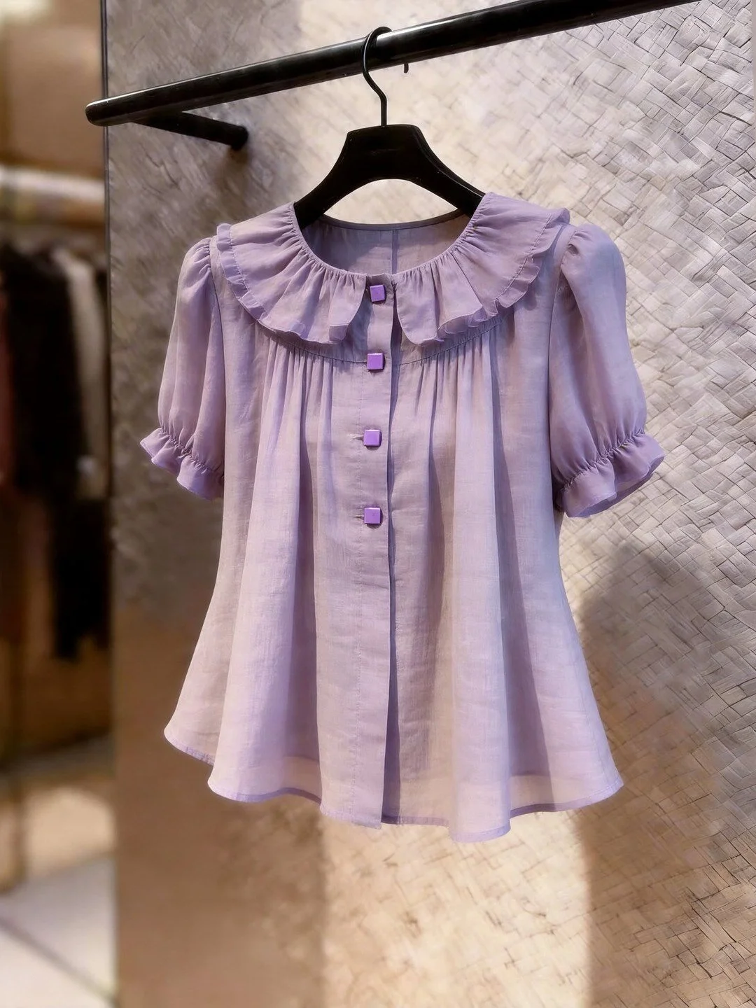Elegant Purple Doll Collar Bubble Sleeve Shirt Women's Casual Loose Fit Breathable Summer New Style Versatile Gentle Fashion
Elegant Purple Doll Collar Bubble Sleeve Shirt Women's Casual Loose Fit Breathable Summer New Style Versatile Gentle Fashion