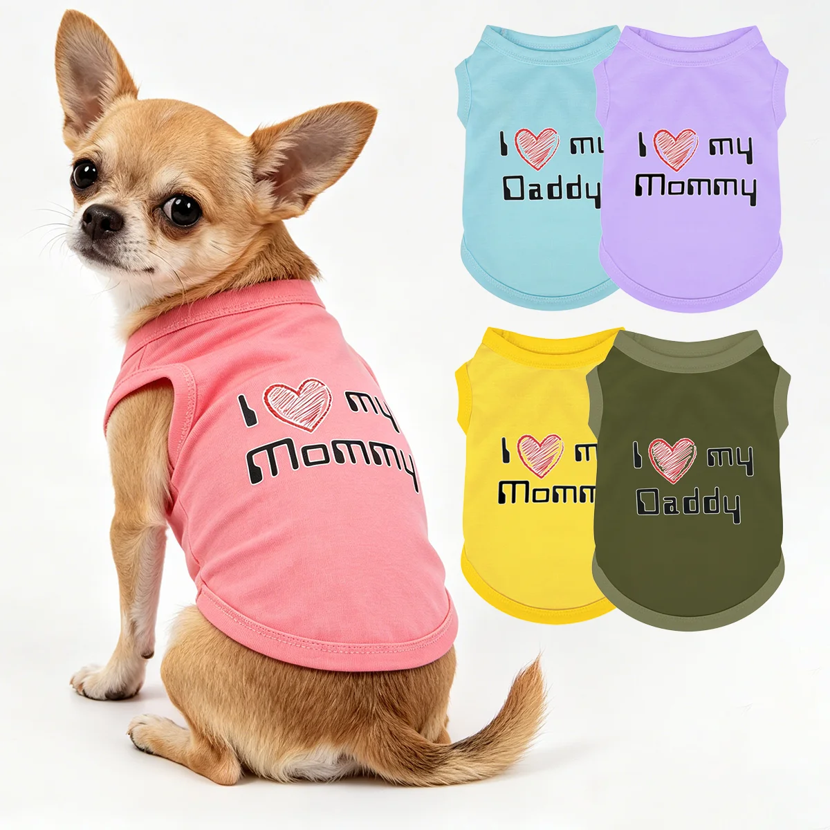 Summer Pet Clothes for Small Medium Dogs I Love My Mommy & I Love My Daddy Sleeveless Apparel Cotton T-shirt Dogs Accessories
Summer Pet Clothes for Small Medium Dogs I Love My Mommy & I Love My Daddy Sleeveless Apparel Cotton T-shirt Dogs Accessories