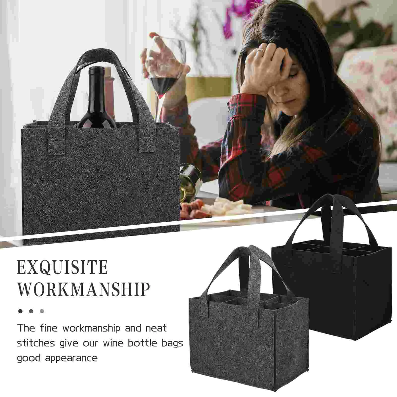 2 Pcs Bag Carrier Bottle Tote Gift Portable Felt with Divider Travel Packaging Bags
2 Pcs Bag Carrier Bottle Tote Gift Portable Felt with Divider Travel Packaging Bags