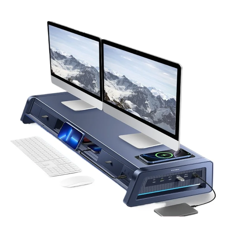 Computer notebook monitor heightening rack, widening and heightening double-layer desktop office storage shelf
Computer notebook monitor heightening rack, widening and heightening double-layer desktop office storage shelf