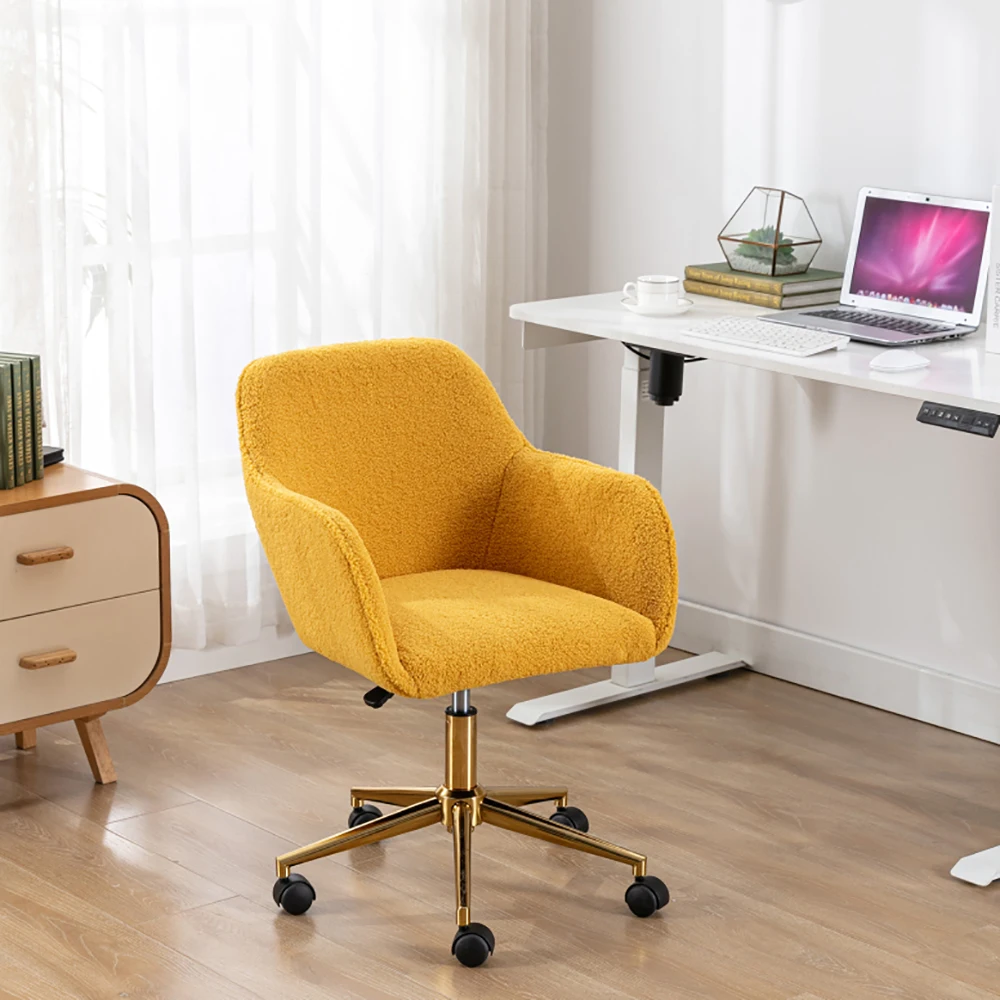 Office Chairs Modern Velvet Adjustable Height 360 °Home Office Chair with Gold Metal Legs and Universal Wheels for Indoor,Yellow
Office Chairs Modern Velvet Adjustable Height 360 °Home Office Chair with Gold Metal Legs and Universal Wheels for Indoor,Yellow