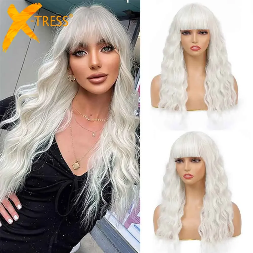 X-TRESS White Wig with Air Bangs Women's Short Wigs 20 Inch Long Hair Natural Wave Synthetic Curly Costume Wig for Fashion Girls
X-TRESS White Wig with Air Bangs Women's Short Wigs 20 Inch Long Hair Natural Wave Synthetic Curly Costume Wig for Fashion Girls